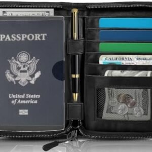 Passport Holder for Travel Essentials, RFID Blocking Protector Passport Wallets, Passport Document Organizer Case for Travel Must Have, Passport Book for Women, Couple, Family Cards, Tickets, ID, Cash