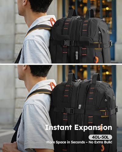 Tolaccea Travel Backpack for Men Women, 40L-50L Carry On Backpack with Wet Dry Compartment, TSA Approved Laptop Daypack Fits 15.6", Convertible Expandable Large Rucksack Duffel Bag for Work Travel - Image 5