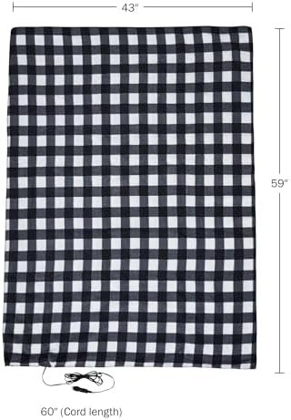 Heated Blanket - 12-Volt Electric Blanket for Car, Truck, SUV, or RV - Portable Winter Car Accessories for Camping or Travel by Stalwart (Black Plaid) - Image 6