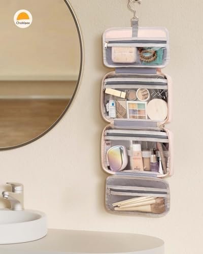 Travel Hanging Toiletry Bag for Women - Waterproof Cosmetic Organizer with Clear Window, Lightweight Bathroom Bags for Essentials, Makeup, Shampoo, Toiletries Pink, Medium - Image 8