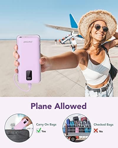 charmast Portable Charger with Built-in Cables & Wall Plug, 10000mAh Portable Power Bank, External Battery Pack Travel Essentials Compatible with iPhone 16/15/14/13, Samsung, iPad etc - Image 8