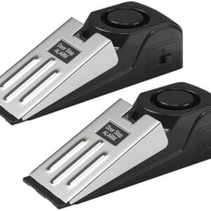 HOSOM 2 Pack Door Stop Alarm for Home & Travel Safety, 120dB Loud Siren Door Stoppers Security Device, Portable Anti-Slip Door Stop Wedge for Apartment, Hotel, Great for Travelers