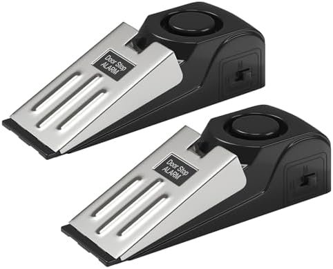HOSOM 2 Pack Door Stop Alarm for Home & Travel Safety, 120dB Loud Siren Door Stoppers Security Device, Portable Anti-Slip Door Stop Wedge for Apartment, Hotel, Great for Travelers