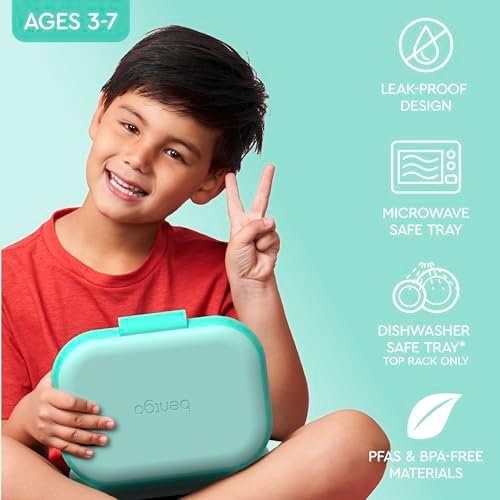Bentgo Chill Kids Leak-Proof Lunch Box - 4-Compartment Bento Box with Built-In Ice Pack, 3.3 Cup Capacity, PFAS & BPA-Free, Microwave & Dishwasher Safe, Ideal Size for Ages 3 to 7 (Aqua) - Image 3