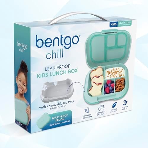 Bentgo Chill Kids Leak-Proof Lunch Box - 4-Compartment Bento Box with Built-In Ice Pack, 3.3 Cup Capacity, PFAS & BPA-Free, Microwave & Dishwasher Safe, Ideal Size for Ages 3 to 7 (Aqua) - Image 9