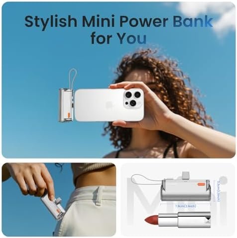 sharge Flow Mini 2 Portable Charger with Built-in Cable 22.5W Max Power Bank for Travel, Fast Charging Battery Pack with iOS and USB-C Connector for iPhone 17/16/15/14, Galaxy, Google Pixel, and More - Image 3