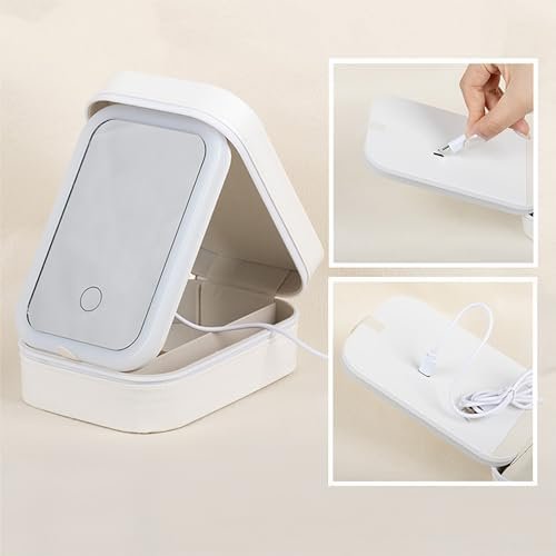 CALLIE Personalized Travel Jewelry Box for Women, Retro Gemstone Birth Flower PU Leather Jewelry Organizer Case with Name and LED Mirror, Valentine’s Day Birthday Gifts for Mom Sister Daughter Wife - Image 7