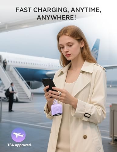 Portable Charger, 10000mAh 22.5W Fast Charging Power Bank with Built-in Cables, Travel Essentials Battery Pack with LED Display for iPhone, Portable iWatch Charger for 11/10/9/8/7/6/5/SE/Ultra Purple - Image 8