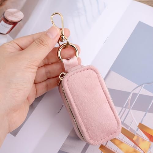 Mini Jewelry Box, Jewellery Travel Case Small Partitioned Earrings Box 2-in-1 Ring Holder Keychain Organizer for Storing Ring Necklace Pendants Women (Pink) - Image 6