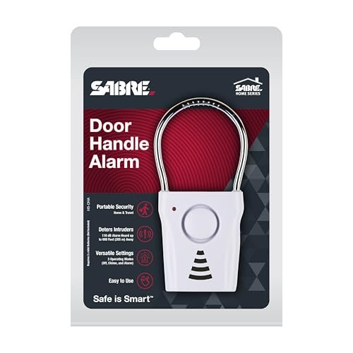 SABRE 110dB Door Handle Alarm, Extremely Loud Wireless Audible Up To 680 Ft Away, Hangs Off Door Knob or Handle, Vibration-Triggered Home Security Alarm, 3 Adjustable Settings, Great for Travel - Image 6