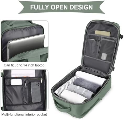 coowoz Travel Backpack For Women Men,Carry On Backpack,Hiking Backpack Waterproof Outdoor Sports Rucksack Casual Daypack Travel Essentials(Olive Green) - Image 7