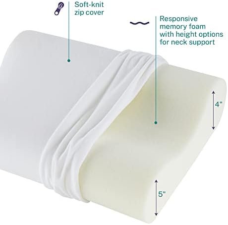 Sleep Innovations Memory Foam Contour Pillow, Standard Size, Head, Neck, and Shoulder Alignment, Side and Back Sleepers, Medium Support - Image 3