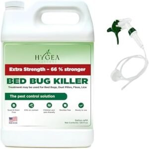 Hygea Natural Extra Strength Bed Bug & Mite Spray- Child & Pet friendly - Stain & Odor Free - 66% Stronger Natural Formula (128 oz)
