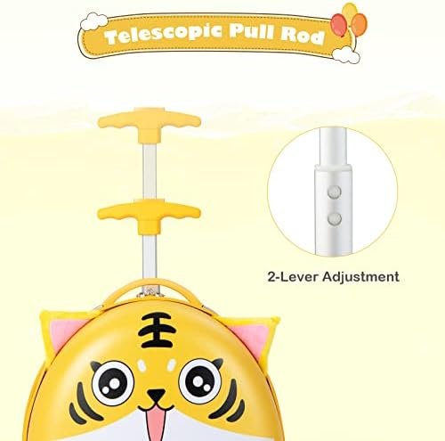 Olakids Kids Luggage, 16'' Carry On Rolling Suitcase for Girls Boys with LED Flashing Spinner Wheels, Travel Trolley Hardside Case for Toddlers (Yellow Tiger) - Image 5