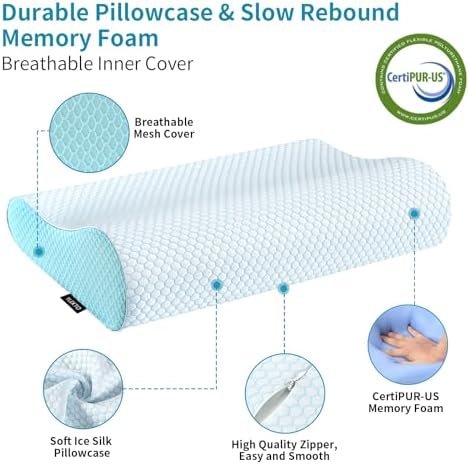 Memory Foam Pillows Neck Pillow Bed Pillow for Sleeping Ergonomic Cervical Pillow Orthopedic Contour Pillow for Side Back Stomach Sleeper - Image 5