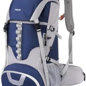 MOSISO 50L Hiking Backpack, Waterproof Camping Backpack with Rain Cover for Men Women, Lightweight Sport Daypack for Outdoor Camping Travel, Navy Blue