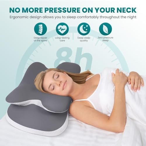 A-Pce Cervical Neck Pillow, Ergonomic Memory Foam Pillows for Neck Pain Relief with Breathable Pillowcase, Adjustable Contour Neck Support Pillow for Side Back Stomach Sleepers, Odorless - Image 3
