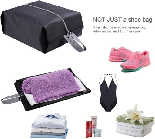 YAMIU Travel Shoe Bags Set of 4 Waterproof Nylon with Zipper for Men & Women, Black - Image 6