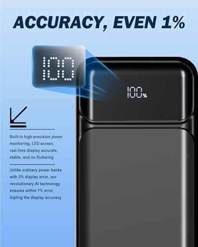 Power-Bank-Portable-Charger 49800mAh Portable Phone Charger Power Bank with 3 Built-in Cable(USB-C, iOS, USB-A), 22.5W Fast Charging LED Display External Battery Pack for iPhone Android Samsung, etc - Image 6