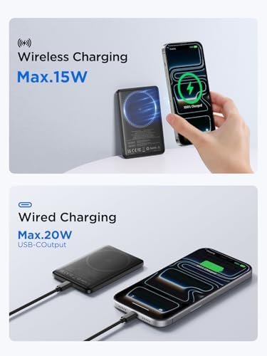 Magnetic Portable Charger, 5000mAh Ultra Slim Magsafe Battery Pack with USB C Cable 20W PD Fast Charging, Wireless Magnetic Power Bank for iPhone 17/16/15/14/13/12 Series - Image 3