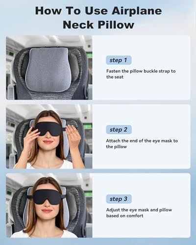 JefDiee Travel Pillows for Airplanes,Travel Pillow with Eye Mask,Prevents Head Forward,Neck Pillow Airplane for Sleeping,Used for Long Flight,Road Trip,Car Headrest - Image 5