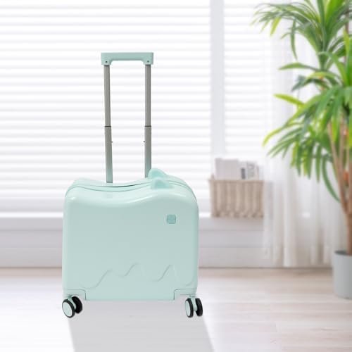 18" Kids Carry On Luggage, Kids Ride On Suitcase with Wheels, Rolling Luggage with Password Lock and Adjustable Handle for Short Trips, School Trips, Outings (Mint Green) - Image 6