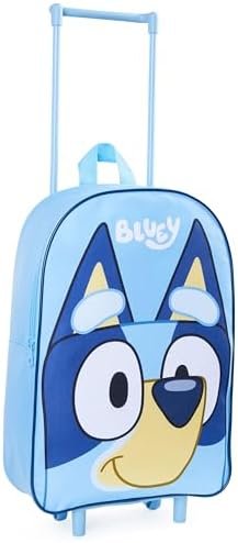 Bluey Kids Rolling Suitcase, 16 x 13 x 4 inches, Luggage for Girls and Boys, Travel Bag with Extendable Handle and Wheels, Gifts for Kids