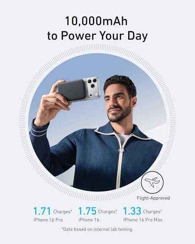 Anker MagGo Power Bank, Ultra-Slim 10,000mAh Magnetic Battery Pack, Qi2 Certified 15W Ultra-Fast MagSafe Compatible Portable Charger, Ergonomic Design, for iPhone17/16/15/14 Series Only(Not for Pixel) - Image 5