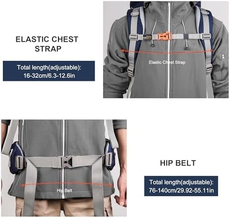 MOUNTAINTOP 70L Internal Frame Backpack Camping Backpacking Hiking Backpack for Men Women with Rain Cover - Image 9