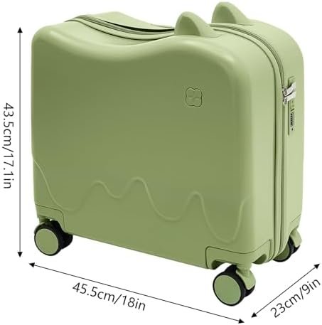 18" Kids Ride-on Travel Suitcase, Tollder Rolling Luggage Kids' Carry On Suitcase with Wheels, Children's Trolley Luggage for Aged 1-6 (Olive Green) - Image 4