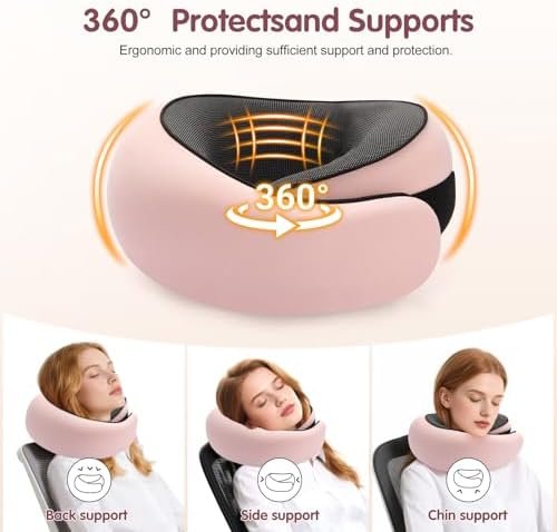 Travel Neck Pillow, Memory Foam Neck Support for Airplane, Car & Office, Breathable Portable Design with Eye Mask, Earplug Holder & Carry Bag, Gifts for Women/Mom - Image 4
