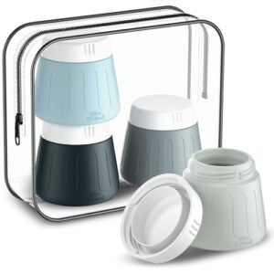 Gemice 4 OZ/120ML Travel Size Containers for Toiletries, Leak-Proof Silicone Slime Jars with Lids, BPA Free Small Round Cosmetic Slime Container for Lotion, Cream, Ointments, Travel Storage (4 Pack)