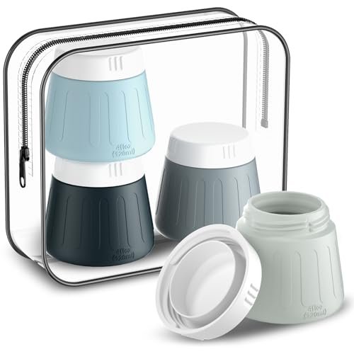 Gemice 4 OZ/120ML Travel Size Containers for Toiletries, Leak-Proof Silicone Slime Jars with Lids, BPA Free Small Round Cosmetic Slime Container for Lotion, Cream, Ointments, Travel Storage (4 Pack)