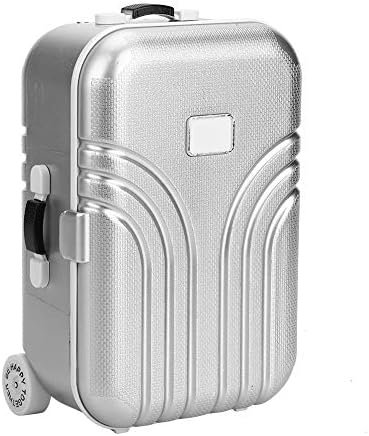Pongnas Baby Suitcase Toy Cute Mini Travel Plastic Rolling Suitcase Mini Luggage Box 15.5 x 10.5 x 7cm (Silver) - Image 7