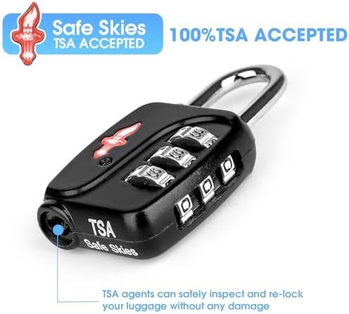 3 Sets TSA Approved Luggage Lock Combo - Secure Travel Essential w/Free Luggage Tag! Combination Lock for Suitcases, Backpacks, Gym Lockers & School - Image 7