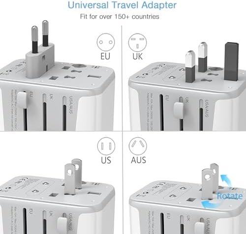 TESSAN Universal Travel Adapter, International Power Adapter with 4 USB Ports (1 USB C), Worldwide Plug Adaptor Wall Charger for USA to Europe UK France Germany Spain Ireland Australia(Type C/G/A/I) - Image 2