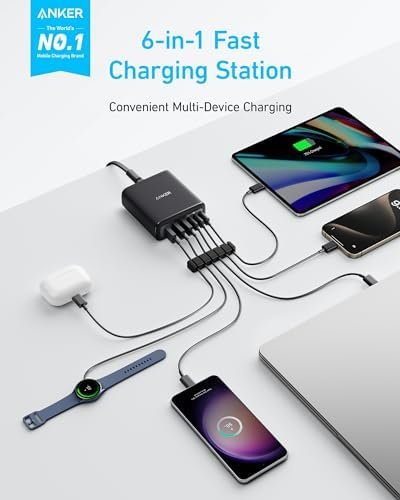 Anker Desktop Charger, Fast Charging USB C Charger, 112W Max 6-Port Charging Station, for iPhone 17, iPad, MacBook, Samsung and More (Cable Not Included) - Image 2