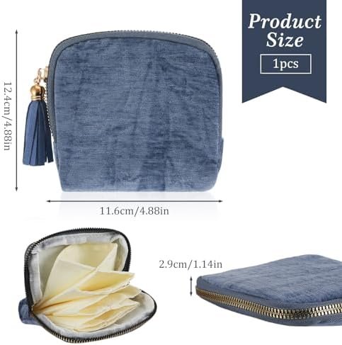 Small Jewelry Travel Case, Blue Jewelrys Pouch Bags with Zipper, Portable Jewelry Organizer Storage Bag for Women Gifts, Velvet Jewelrys Organizer for Bracelet Rings Earring - Image 2