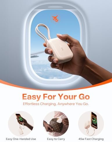 TORRAS EasyGo Portable Charger, 45W Fast Charging 10000mAh Power Bank [Travel & Daily Essentials] Built in Cable USB C, Phone Battery Pack Powerbank for iPhone Air/17/16/15 Series, Samsung, iPad etc - Image 8