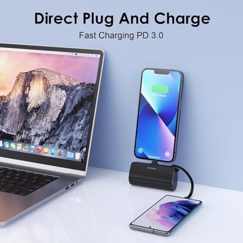 Mini Portable Charger for iPhone with Built-in Type-C Cable, 5200mAh Ultra-Compact Power Bank, PD 20W Fast Charging Battery Pack Phone Charger for iPhone 16/15/14/13/12, Samsung, Google, Android - Image 5