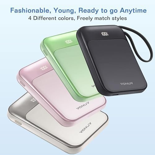 Magnetic Power Bank 10000mAh, Wireless Portable Charger with 15W Max Fast Charging & Built-in USB-C Cable, 22.5W PD LED Display Battery Pack Compatible with iPhone 16/15, Samsung Galaxy(White) - Image 6