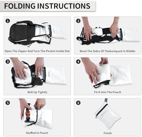 Hiking Backpack 10L/15L Small Daypack Lightweight Packable Travel Foldable Water Resistan for Women Men (White, 10L) - Image 6