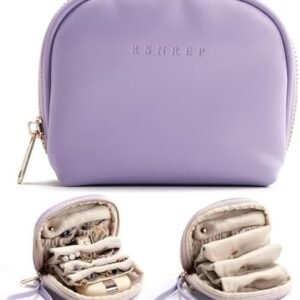 Small Travel Jewelry Organizer Storage Pouch - Velvet Mini Travel Jewelry Case for Women, Compact Zipper Bag for Bracelets, Rings, Earrings Essential Travel Accessory Gift (purple)