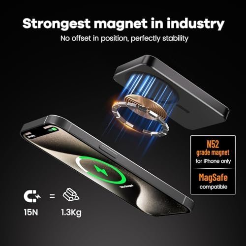 Magnetic Portable Charger – Industry-First Titanium Power Bank, 10,000mAh Ultra-Slim 0.5-Inch Design, 20W Fast Charging Battery Pack for iPhone 17/16/15/14/13/12/Air Series - Image 8