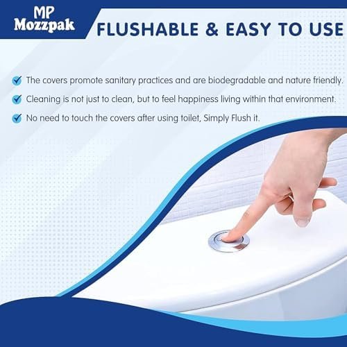 MP MOZZPAK Toilet Seat Covers Disposable (60 Pack) - XL Flushable Disposable Toilet Seat Cover for Kids Potty Training, Adults - 100% Biodegradable - Travel Essential Accessories for Airplane, Camping - Image 4