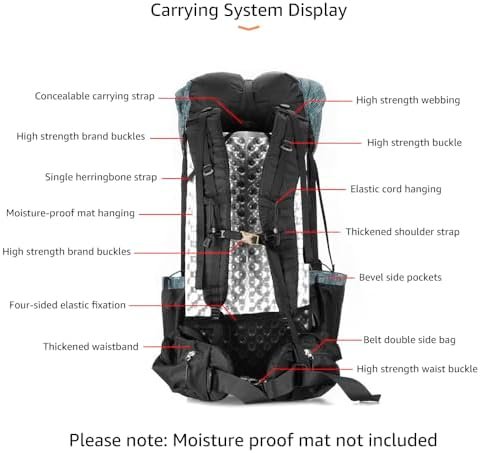 3FULGEAR QiDian Hiking Backpack for Men Women 56L(40+16) Lightweight Outdoor Camping Bag Trekking Daypack (Khaki) - Image 2