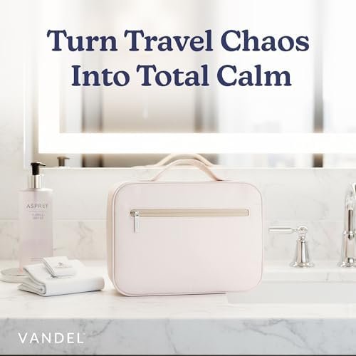 VANDEL Waterproof Hanging Toiletry Bag for Travelling, Hanging Makeup Organizer Bag, Cosmetic Travel Bags for Women, Makeup Case Toiletries Organizer Hygiene Bathroom Shower Caddy - Blue Gingham - Image 8