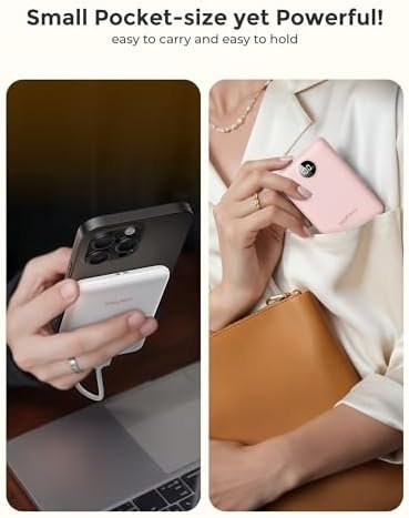 Small Portable Charger 10000mAh, Mini Power Bank with LED Display, 22.5W PD Fast Charging USB-C Battery Pack, Compact Lightweight Travel Charger Compatible with iPhone Samsung Android, White - Image 8