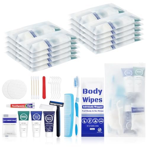 Travel Hygiene Kit Personal Toiletries Bulk, Disposable Homeless Care Package Supplies, Men Toiletry Set Cleaning Essentials Individually Wrapped for Camping, Travel, Relief, Charity (11-in-1, 20)