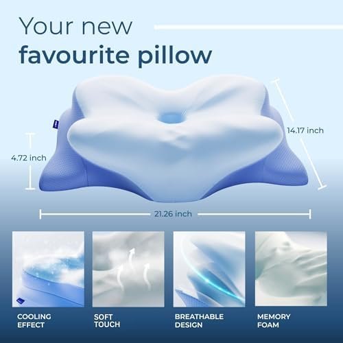 Derila Ergo Cervical Neck Pillow for Sleeping Pillow Contour Memory Foam Pillows for Back, Side Sleeper Pillows 21.25 x 14.17 x 4.72 inches - Image 3